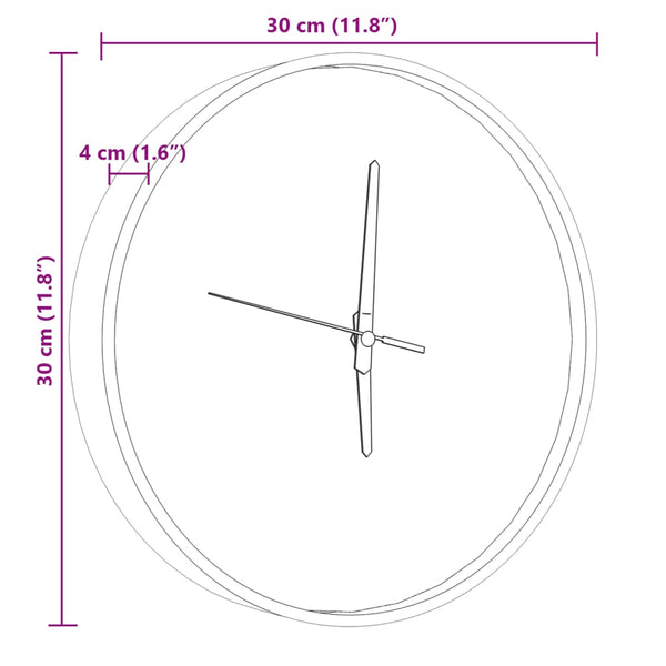 Leuchtende Wanduhr Blau Ø30cm