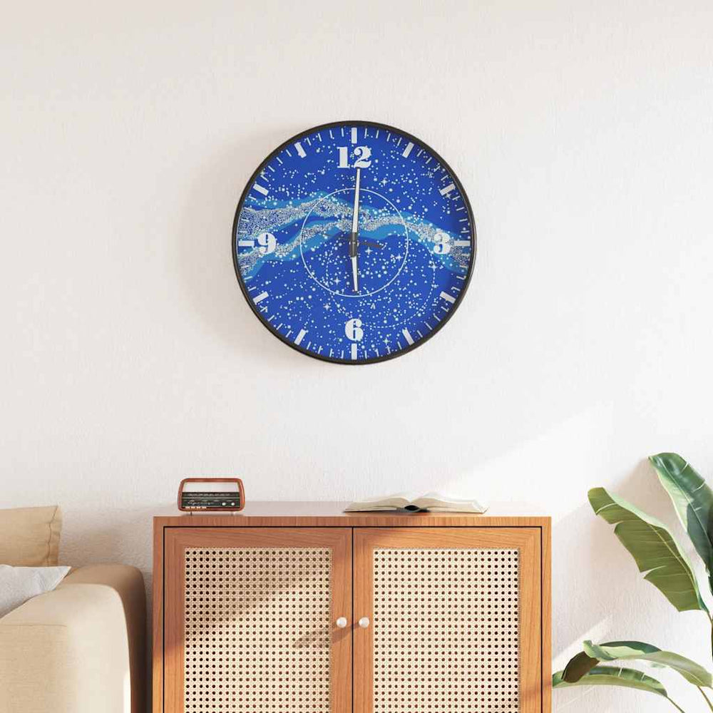 Leuchtende Wanduhr Blau Ø30cm