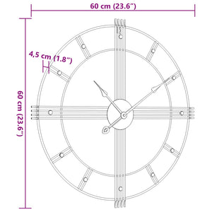 Schwarze Wanduhr Eisen Ø60cm