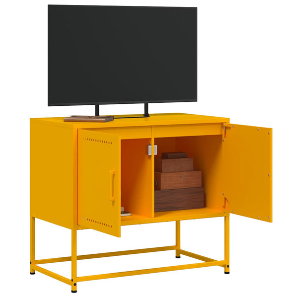 Senfgelber TV-Schrank aus Stahl, 68,5 cm