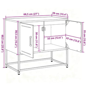Olivgrüner TV-Schrank aus Stahl, 68,5 cm
