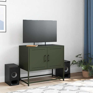 Olivgrüner TV-Schrank aus Stahl, 68,5 cm