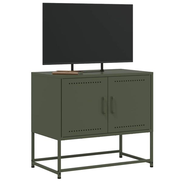Olivgrüner TV-Schrank aus Stahl, 68,5 cm