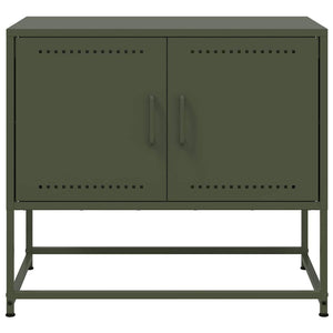 Olivgrüner TV-Schrank aus Stahl, 68,5 cm