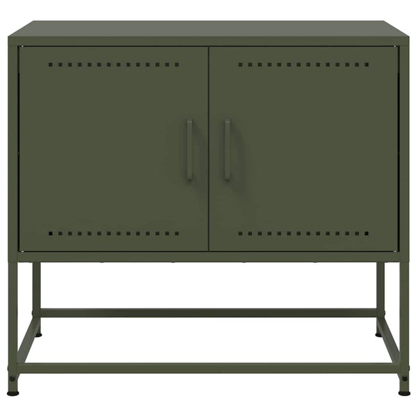 Olivgrüner TV-Schrank aus Stahl, 68,5 cm