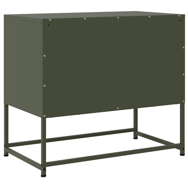 Olivgrüner TV-Schrank aus Stahl, 68,5 cm
