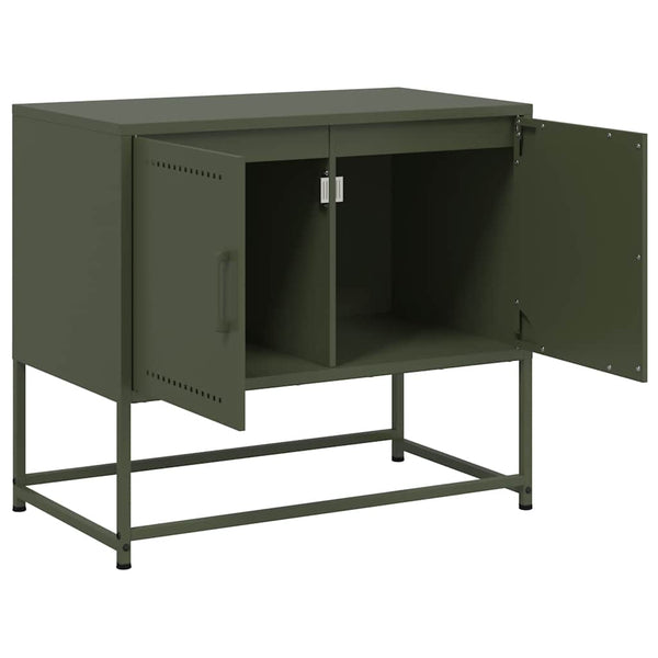 Olivgrüner TV-Schrank aus Stahl, 68,5 cm