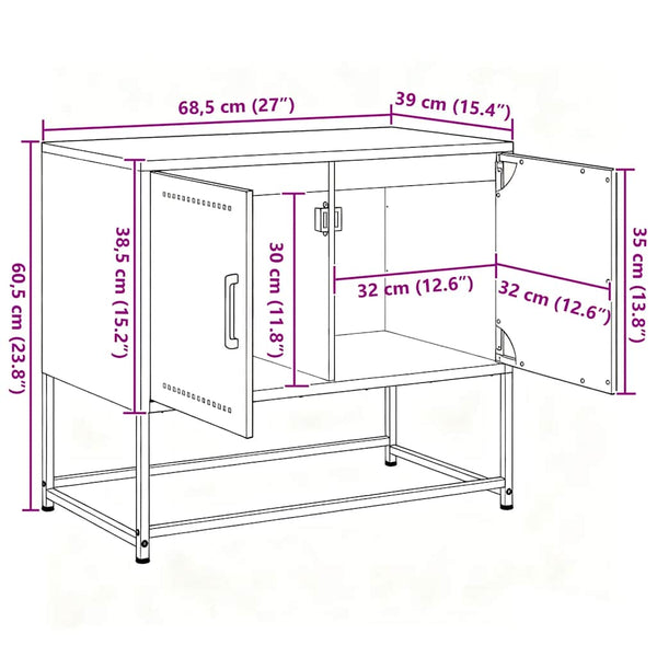 Weißer TV-Schrank aus Stahl, 68,5 cm