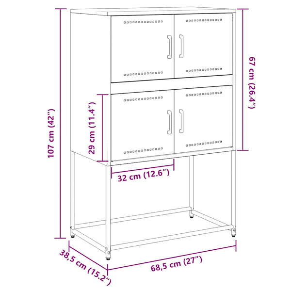 Schwarzes Stahl Sideboard 68,5x107 cm