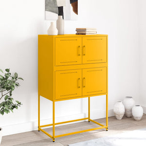 Senfgelbes Sideboard, 68,5 cm Stahl