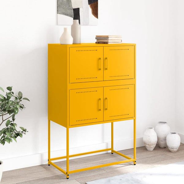 Senfgelbes Sideboard, 68,5 cm Stahl