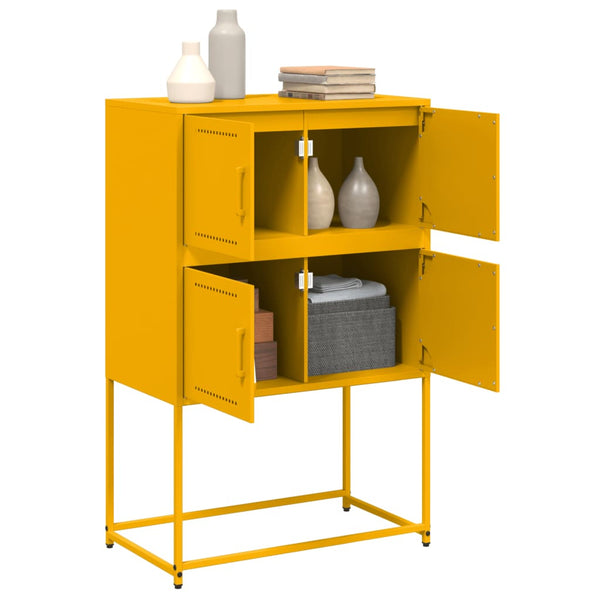 Senfgelbes Sideboard, 68,5 cm Stahl