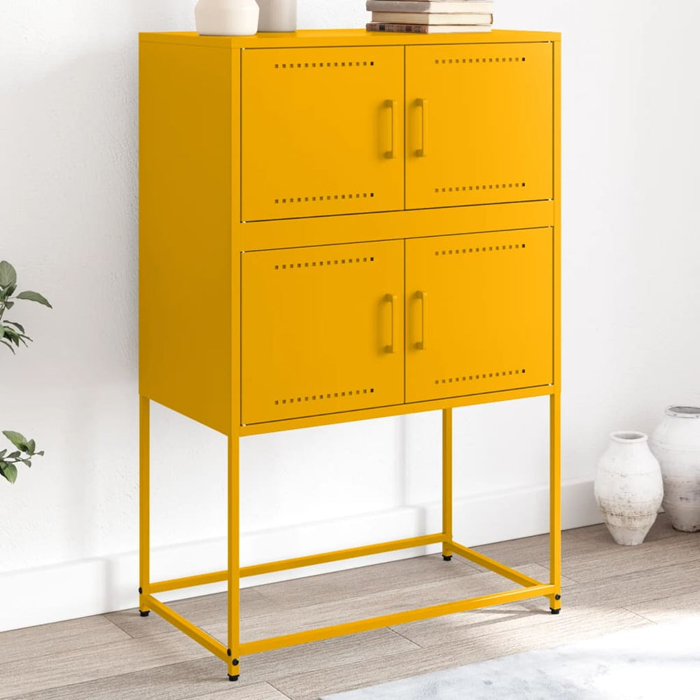 Senfgelbes Sideboard, 68,5 cm Stahl