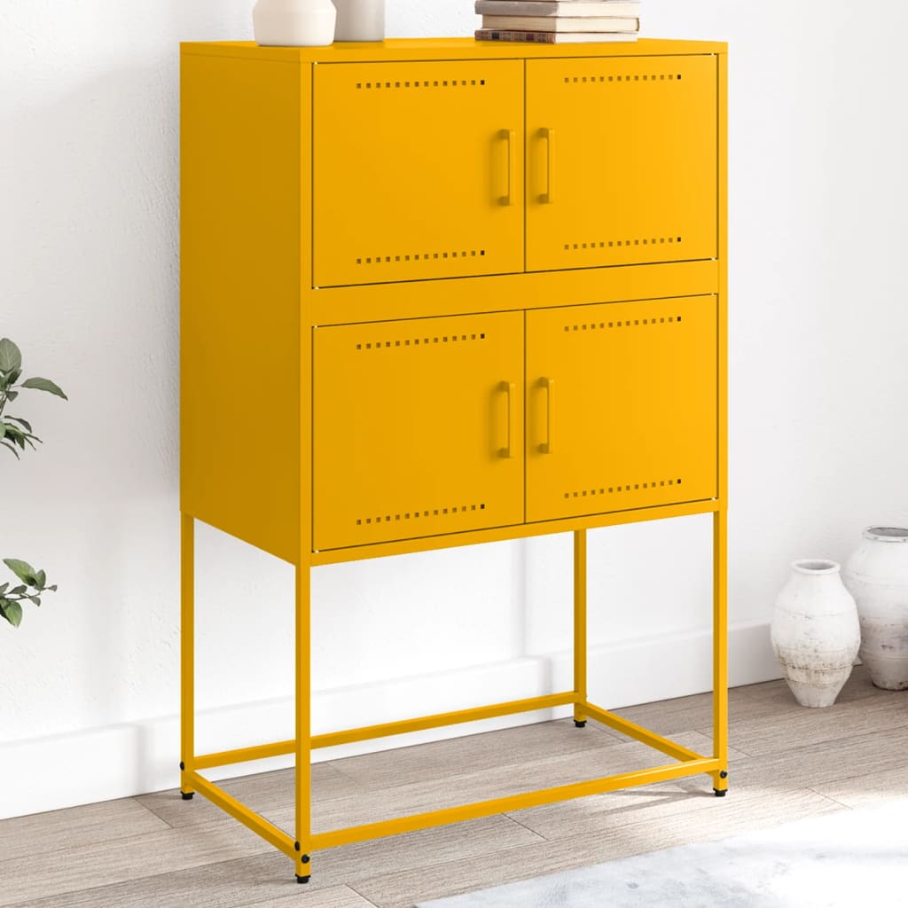 Senfgelbes Sideboard, 68,5 cm Stahl