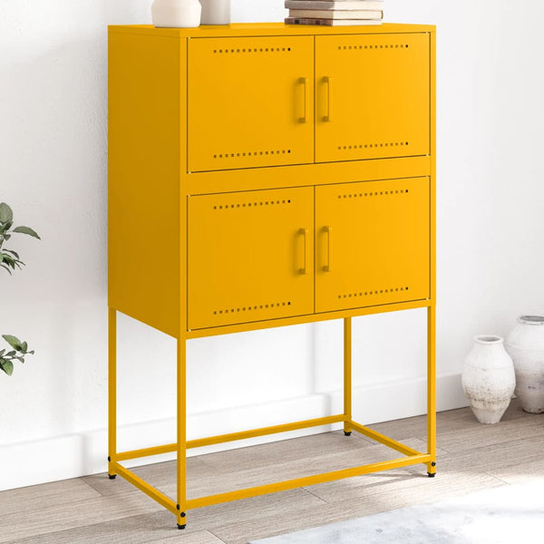 Senfgelbes Sideboard, 68,5 cm Stahl