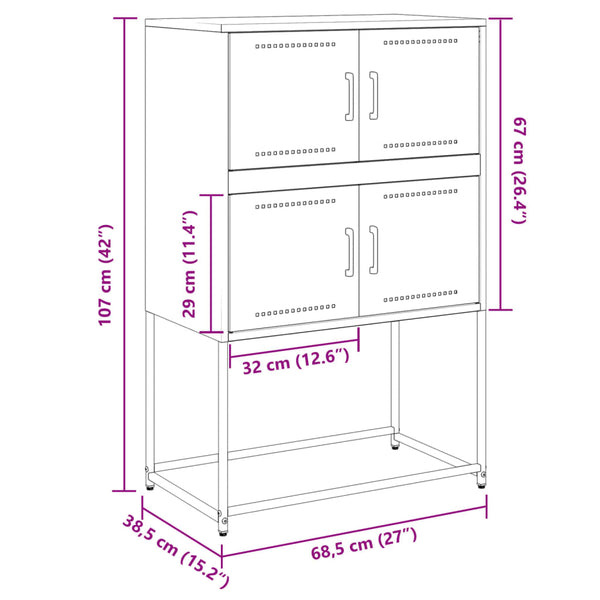 Weißes Stahl Sideboard 68,5x38,5x107 cm