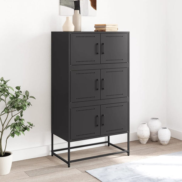 Schwarzes Stahl Sideboard, 68,5 cm