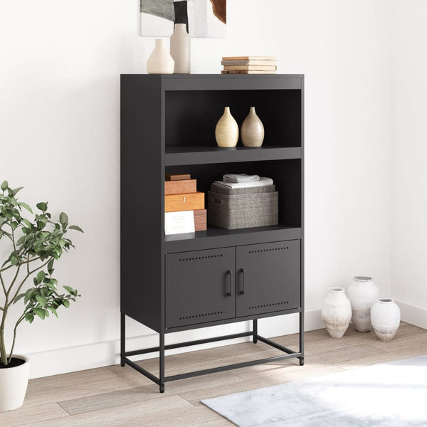 Schwarzes Highboard aus Stahl, 68,5 cm