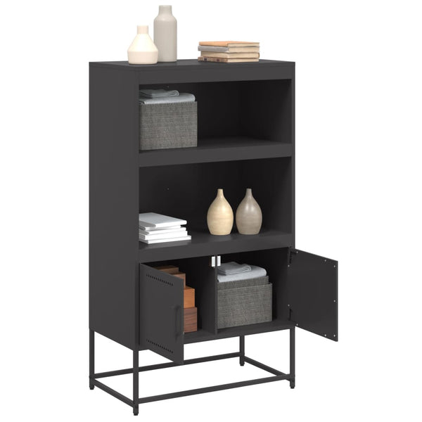 Schwarzes Highboard aus Stahl, 68,5 cm