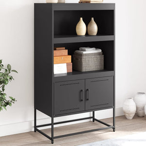 Schwarzes Highboard aus Stahl, 68,5 cm