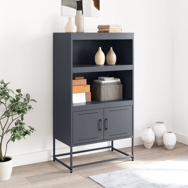 Anthrazitfarbenes Highboard aus Stahl, 68,5 cm