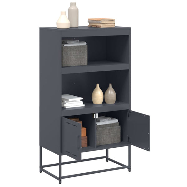 Anthrazitfarbenes Highboard aus Stahl, 68,5 cm