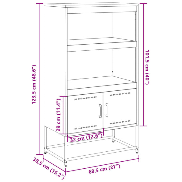 Senfgelbes Highboard 68,5 cm Stahl