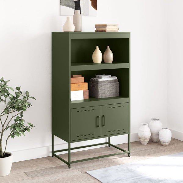 Olivgrünes Highboard 68,5 cm aus Stahl