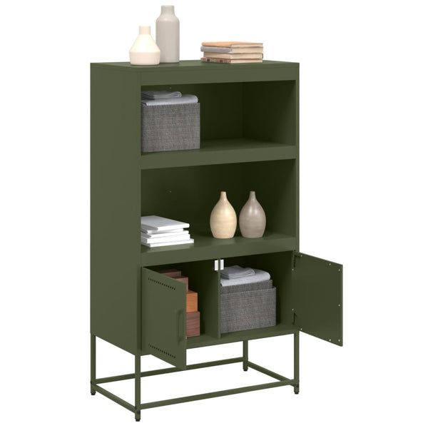 Olivgrünes Highboard 68,5 cm aus Stahl