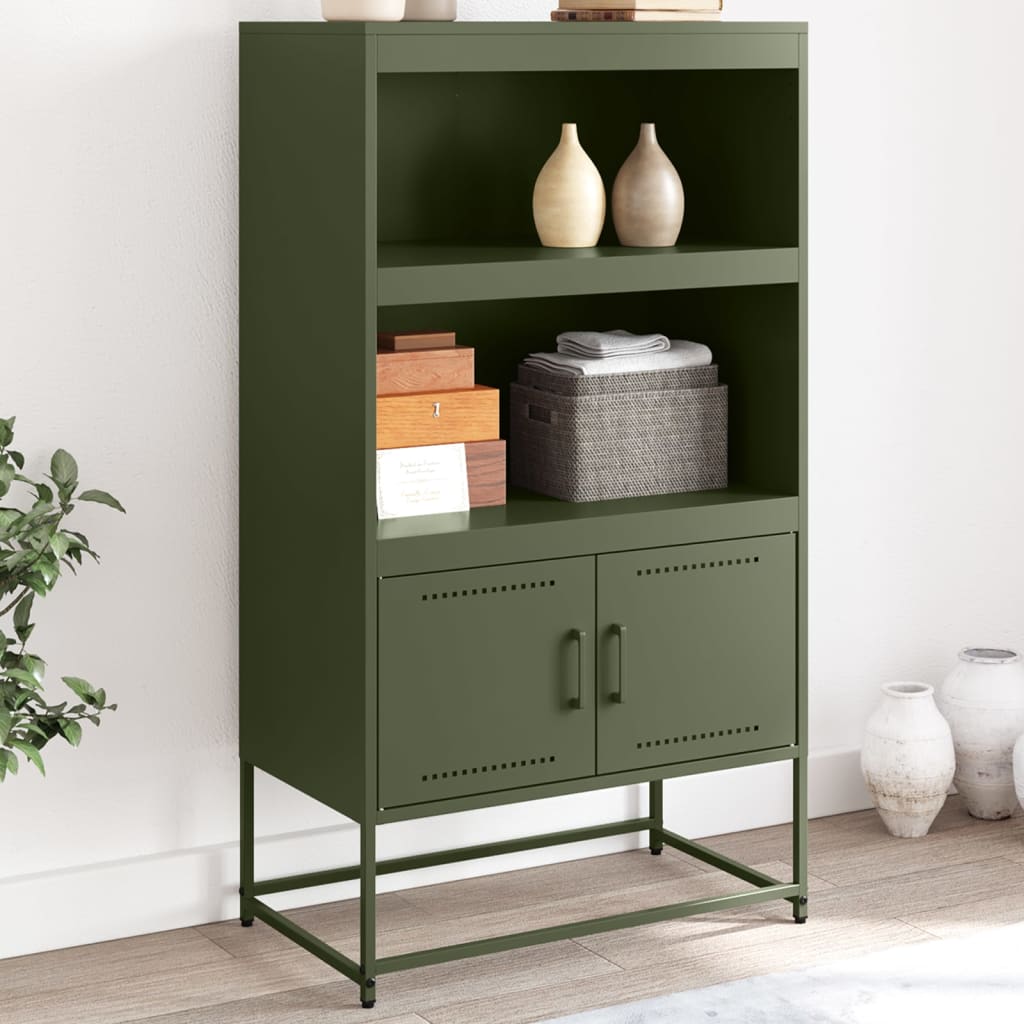 Olivgrünes Highboard 68,5 cm aus Stahl