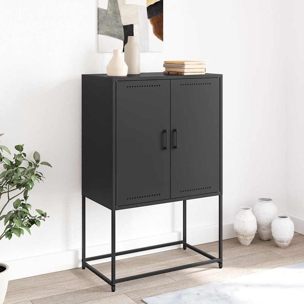 Schwarzes Highboard aus Stahl, 68,5 cm