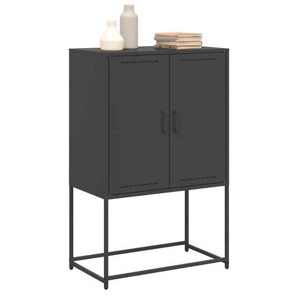 Schwarzes Highboard aus Stahl, 68,5 cm