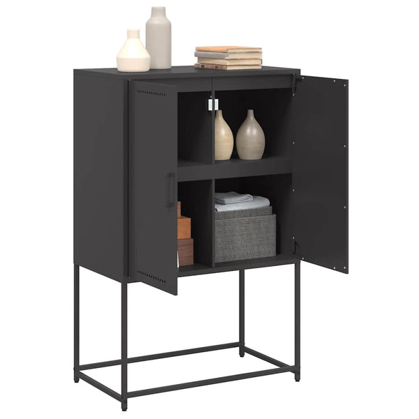 Schwarzes Highboard aus Stahl, 68,5 cm