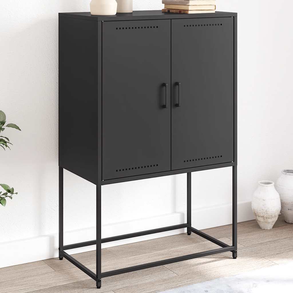 Schwarzes Highboard aus Stahl, 68,5 cm