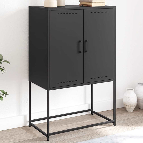 Schwarzes Highboard aus Stahl, 68,5 cm