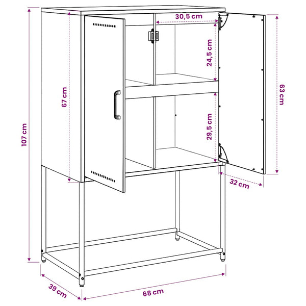 Highboard Rosa Stahl 68,5x38,5x107 cm