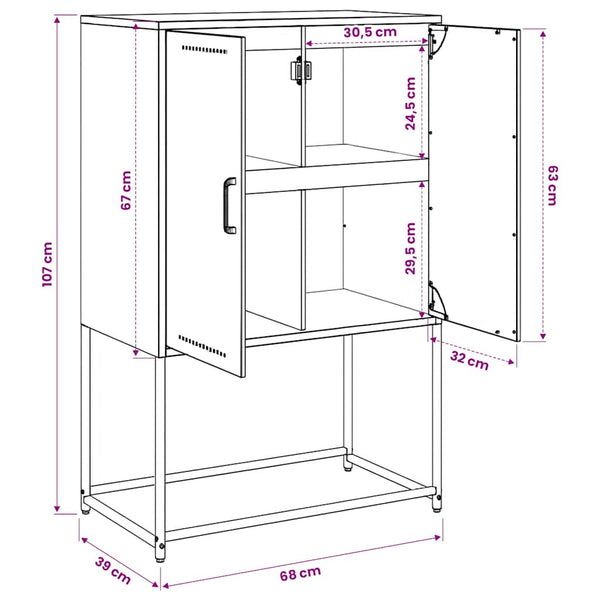 Highboard Anthrazit Stahl 68,5x38,5x107 cm