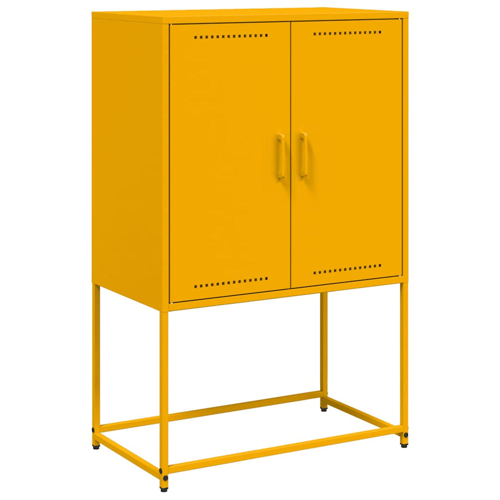 Senfgelbes Highboard aus Stahl, 68,5 cm