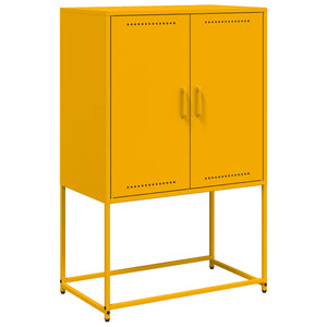 Senfgelbes Highboard aus Stahl, 68,5 cm