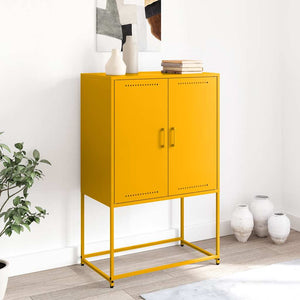 Senfgelbes Highboard aus Stahl, 68,5 cm
