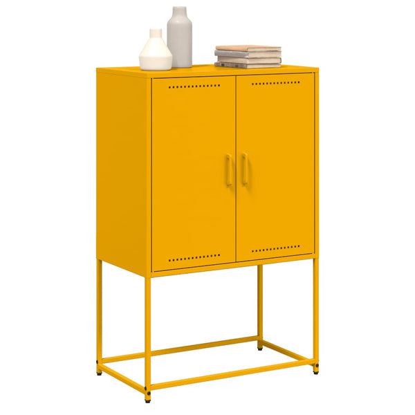 Senfgelbes Highboard aus Stahl, 68,5 cm