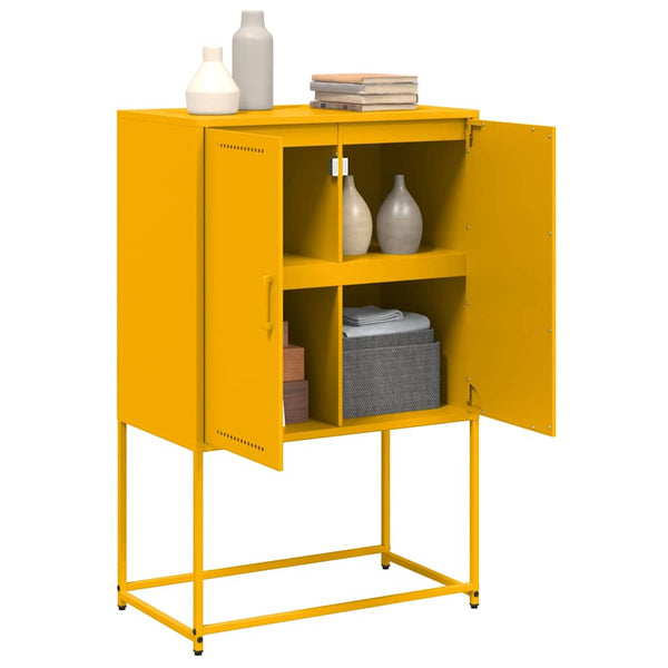Senfgelbes Highboard aus Stahl, 68,5 cm
