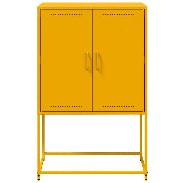 Senfgelbes Highboard aus Stahl, 68,5 cm