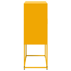 Senfgelbes Highboard aus Stahl, 68,5 cm