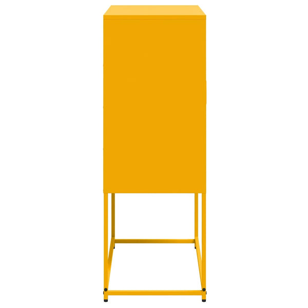 Senfgelbes Highboard aus Stahl, 68,5 cm