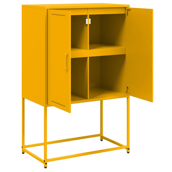 Senfgelbes Highboard aus Stahl, 68,5 cm