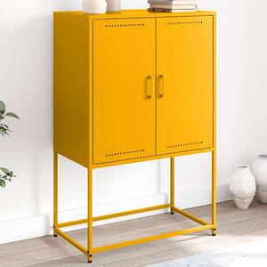 Senfgelbes Highboard aus Stahl, 68,5 cm