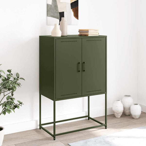 Olivgrünes Highboard 68,5x38,5x107 cm Stahl