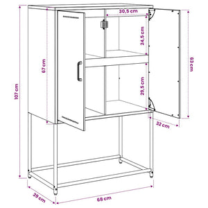 Weißes Highboard 68,5x38,5x107 cm Stahl