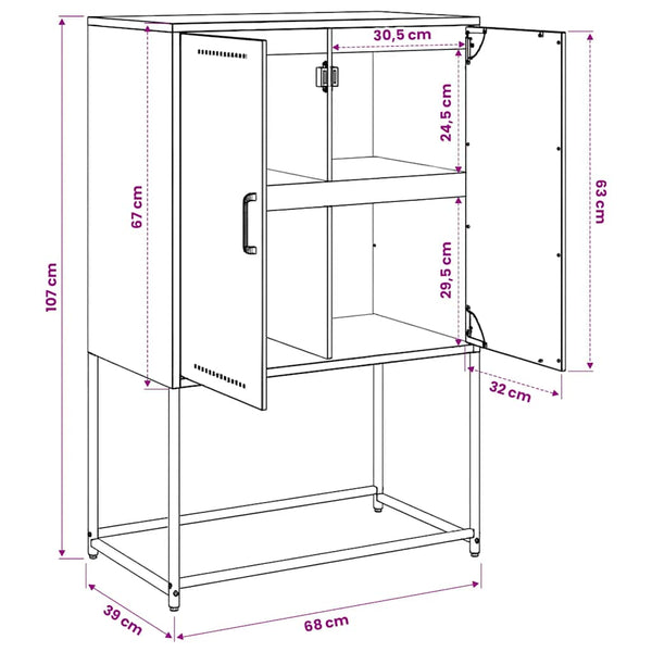 Weißes Highboard 68,5x38,5x107 cm Stahl